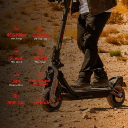 Segway SuperScooter GT3, 31 MPH w/ 45-Mile Long Range, 2400W Peak Motor, Dual Hydraulic Suspension, Self-Sealing Tires, Flash Charging Electric Scooter for Adults, UL 2272/2271 Certified, Gen3